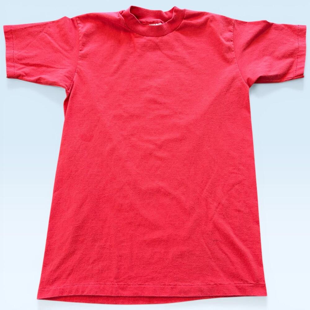 Vintage Hanes Shirt Mens Medium Red Fifty-Fifty Blank Tee Made USA 80s